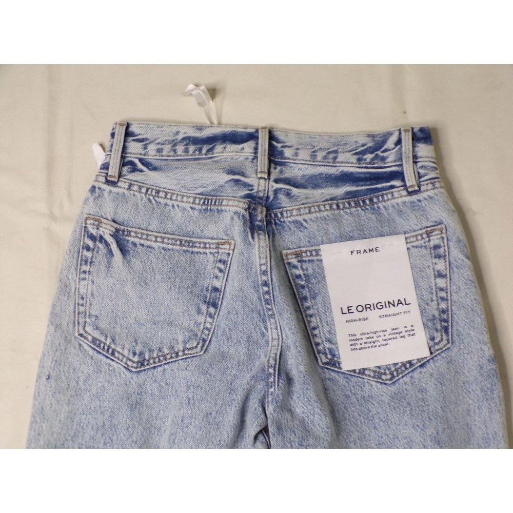 🆕 FRAME Le Original High Rise Straight Leg Button Fly Jeans Richlake Blue Sz 24 - Picture 13 of 15